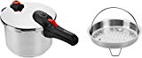 AmazonBasics - Olla a presión de acero inoxidable, 6 l con vaporera