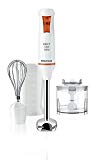 Taurus Robot Unic Plus INOX-Batidora de Vaso (500 W, Cuchillas en Acero Inoxidable, Sistema antisalpicaduras, Accesorios), Blanco y Naranja, 0 Decibeles, Plástico