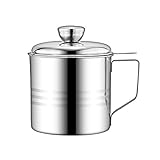 Chihee Filtro de Aceite, Recipiente de Grasa en Lata, 1,2 L Acero Inoxidable. Recipiente o pote de Lata con Filtro de Malla Fina, Adecuado para almacenar Aceite de fritura y Grasa de Cocina