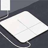 WNMJ Básculas de Pantalla Ocultas ultradelgadas Peso, balanza electrónica de Alta precisión, balanza Digital Watchers para baño con Cable de Carga USB-White