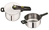 Tefal Secure 5 Neo 4L Set olla rápida 4 y 6L Acero Inoxidable, Plateado