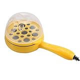 Sartén eléctrica, mini multifunción de acero inoxidable Mini sartén eléctrica Freidora de huevo antiadherente con mango anti-escaldado para filete frito(Enchufe de la UE 220V Amarillo)