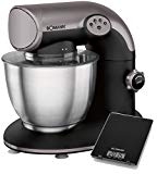 Bomann KM 315 Batidora amasadora, 5.6 litros, 5 velocidades, 1200 W, incluye báscula de cocina Acero Inoxidable, Negro y plateado