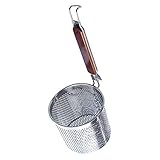 Fenteer Mango De Madera Cocina De Acero Inoxidable Empanadillas UDO Ramen Fideos Vegetales Malla Colador Pasta Cesta para La Cocina Restaurante - 13cm