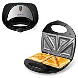 OZAVO Sandwichera Electrica con Capacidad para 2 Sándwiches Tostados de 750W, 2 Placa Antiadherente, 2 Indicadores Luminosos