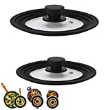 Magefesa Juego 2 Tapas antisalpicaduras Cocina para sartenes, ollas, cacerolas multidiámetro Universal con Borde de Silicona y Cristal válvula de Vapor 18-20-22 y 24-26-28. Tapa sartén Adaptable