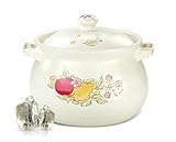 TFguo estofado Cacerola Cacerola de Gran Capacidad Cazuela Olla Pot de cerámica Olla de Fuego Abierto Olla de Sopa Grande Olla de Tarro de Arena Resistente al Calor (Color : White6.75L)