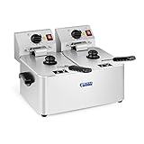 Royal Catering Freidora Doble Industrial Eléctrica Profesional RCEF 08D-EGO (2 x8 Litros, 2 x 2.500 W, 230 V, Termostato E.G.O, Mangos para transporte, Acero Inoxidable)