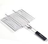Wolfwise Barbacoa Parrilla Portátil Plegable Acero Inoxidable Con Mango Madera