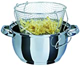 GSW 488204 Frito – Olla con Vaso y gegossenem Tapa de Cristal 3 L, Acero Inoxidable, Plata, 22 cm, 3 Unidades