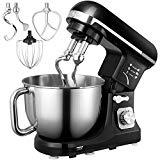 Batidora Amasadora, Aicok Amasadora de Bajo Ruido para Repostería, Robot de Cocina Automática Multifuncional con dos Gancho Amasador, 5L 6 Niveles de Velocidad Recipiente de Acero Inoxidable