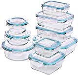 Recipiente - Contenedor de Almacenamiento de Alimentos de Vidrio - 18 piezas (9 envases + 9 tapas) Tapas transparentes - Sin BPA - Para la Cocina o el Restaurante de Uso Doméstico – por Utopia Kitchen