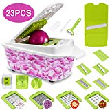 Sedhoom 23 Piezas Mandolina de Verduras Cortador de Verduras Multifuncional Mandolina de Cocina Slicer Espiral Rallador de Cuchillas Acero Inoxidable, pelador