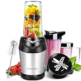 COSORI C011-PB Batidora de Vaso de Alta Velocidad 23000 RPM con 6 Cuchillas,10-Piezas Licuadora para Zumos y Batidos, Pica Hielo, Picadora Profesional con Cepillo de Limpieza y 3 Vasos, 1000W