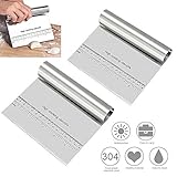 BUZIFU 2pcs Cortador de Masa Espátulas Pastelería Raspador de Tartas Rasqueta Pan,Te ayuda a dividir la masa de pizza/baguettes,a medir,a limpiar el área de trabajo una vez terminado,a juntar la masa