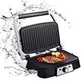 Aigostar Hitte 30HFA - Grill, parrilla, sandwichera y máquina de panini, 1500 W de potencia, 2 placas de cocinado independientes antiadherentes, apertura 180º, temperatura regulable. Diseño exclusivo