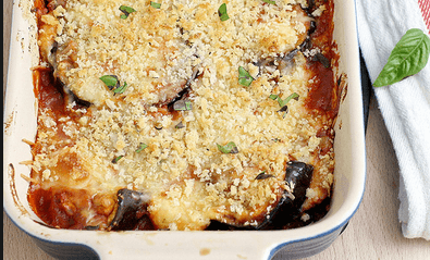 Berenjenas gratinadas sin carne y con albahaca
