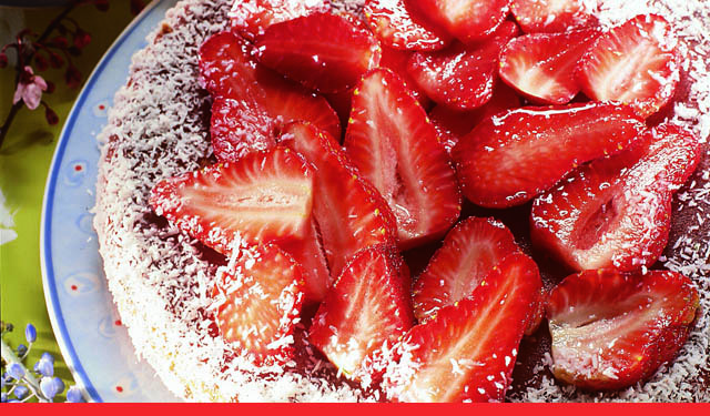 Receta de Bizcocho de fresones y coco