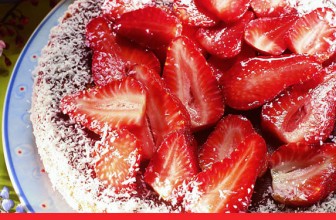 Receta de Bizcocho de fresones y coco