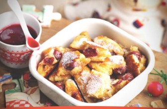 Receta de Trocitos de tortita con salsa de cereza